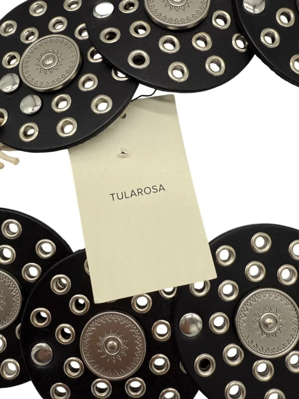 Tularosa Rhapsody Studded Disc Belt – Black Gold Boho Western Waist Belt. NWT M/